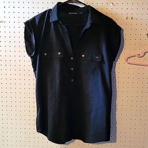 Black sleeveless shirt with gold buttons